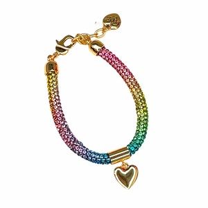 Betsey Johnson Rhinestone and Heart Bracelet, Gold